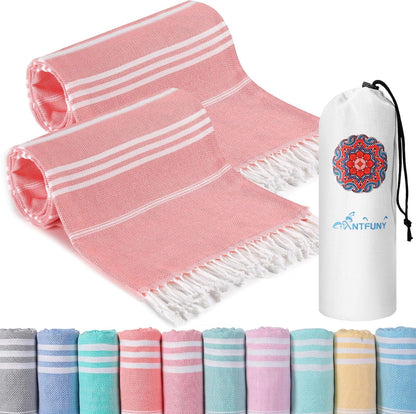 Antfuny Turkish Beach Towels Vacation Essentials Quick Dry Sand Free Oversized Bath Pool Swim Towel Extra Large XL Blanket Adult Travel Cruise Accessories Must Haves Clearance Stuff Necessities - Colors A