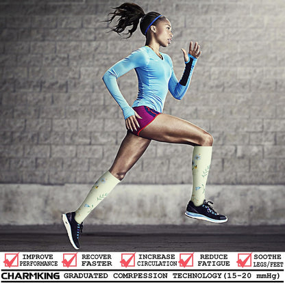 CHARMKING Compression Socks for Women & Men Circulation (8 Pairs) 15-20 mmHg Best Calf Socks Support for Athletic Cycling - Colors B