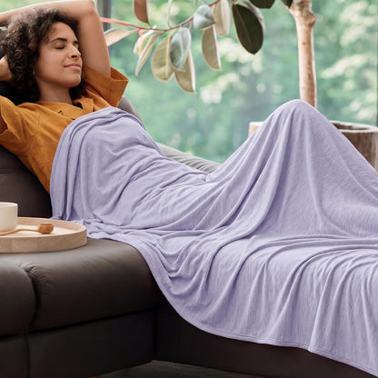 Bedsure Silky Soft Summer Cooling Blanket for Hot Sleepers, Rayon Derived from Bamboo Cold Throw Blanket for Couch, Lightweight Bed Cooling Throw Camping Picnic Travel Outdoor Dorm Essentials, 50x70