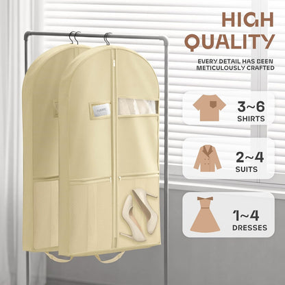 Lazebox 43" Travel Garment Bag with Accessories Zipper Pocket, Heavy Duty Suit Bag for Suits, Tuxedos, Dresses, Coats, Pink, 1 pack