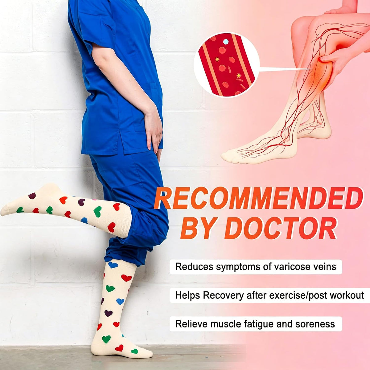 4 Pairs Compression Socks for Women Circulation-Best Support for Nurses,Running,Athletic,Travel