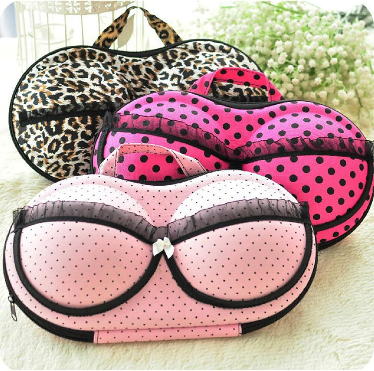 Travel Organizer Bra and Underwear Zip Bag，Portable Bra Storage Case with Net Traveling Lingerie Organizer Bag for Luggage Women Bras Bikin (Leopard print)