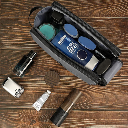 ZEEMO Travel Toiletry Bag for Men, Medium Water-Resistant Double-Sided Full-Open Dopp Kit, Versatile Organizer for Shower and Hygiene Accessories, Bathroom Essentials, Cosmetics, Black