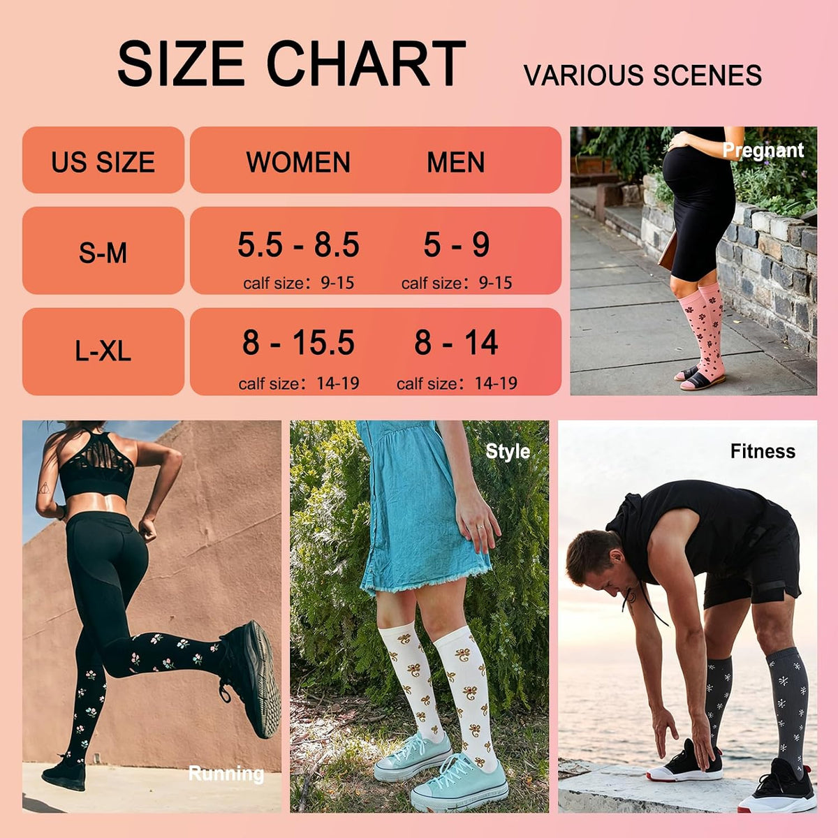 4 Pairs Compression Socks for Women Circulation-Best Support for Nurses,Running,Athletic,Travel