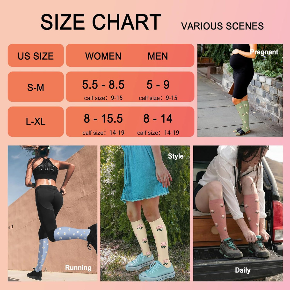 4 Pairs Compression Socks for Women Circulation-Best Support for Nurses,Running,Athletic,Travel