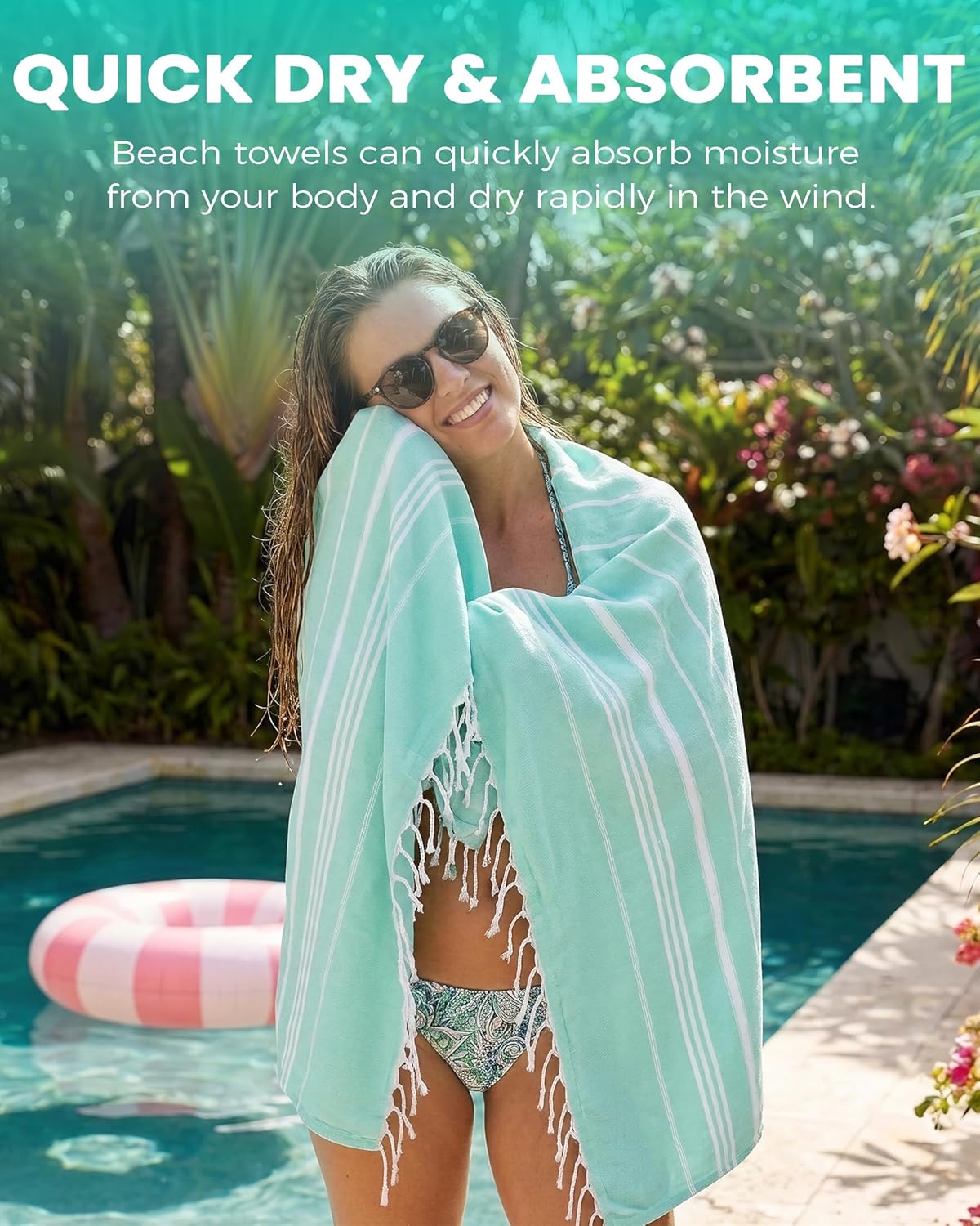 Antfuny Turkish Beach Towels Vacation Essentials Quick Dry Sand Free Oversized Bath Pool Swim Towel Extra Large XL Blanket Adult Travel Cruise Accessories Must Haves Clearance Stuff Necessities - Colors C