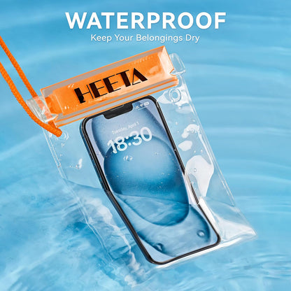 HEETA 5-Pack Clear Waterproof Dry Bag Pouch, Water Tight Cases Dry Bags Document Holder for Camera Mobile Phone Maps, Kayaking Boating