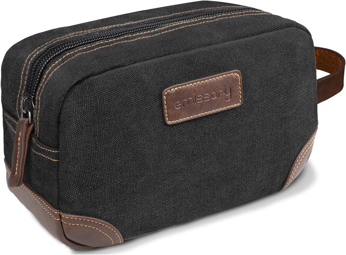 emissary Toiletry Bag for Men, Canvas Travel Toiletry Bag Men's Dopp Kit, Water-resistant Bathroom Bag Mens Shaving Kit, Travel Kit Small Bags, Shaving Bag, Toiletry Bags