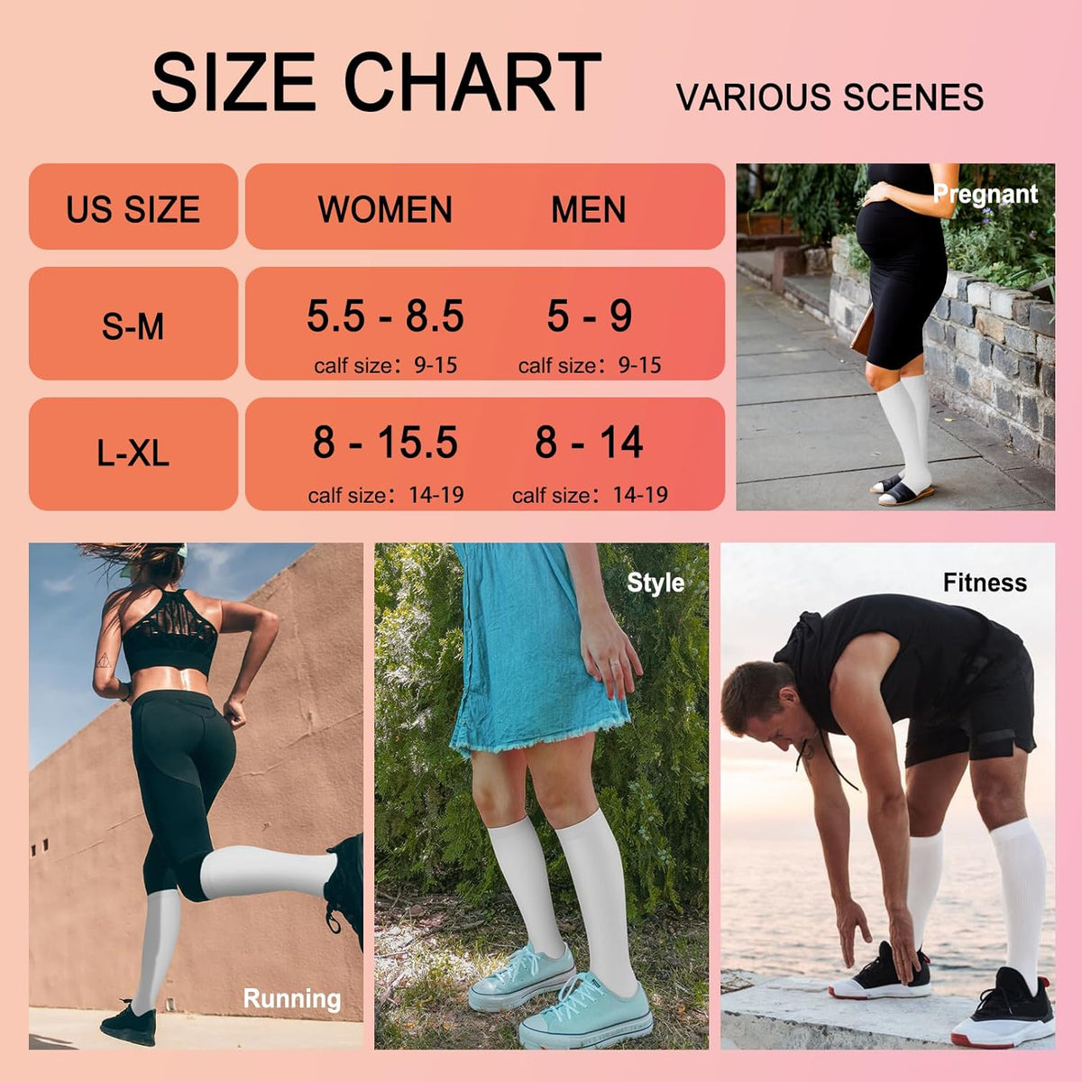 4 Pairs Compression Socks for Women Circulation-Best Support for Nurses,Running,Athletic,Travel