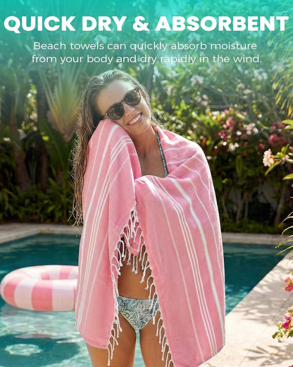 Antfuny Turkish Beach Towels Vacation Essentials Quick Dry Sand Free Oversized Bath Pool Swim Towel Extra Large XL Blanket Adult Travel Cruise Accessories Must Haves Clearance Stuff Necessities - Colors C