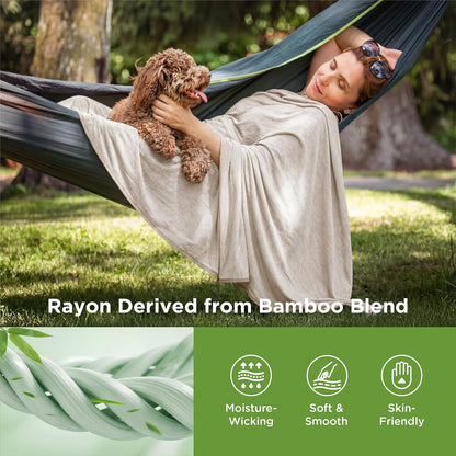 Bedsure Silky Soft Summer Cooling Blanket for Hot Sleepers, Rayon Derived from Bamboo Cold Throw Blanket for Couch, Lightweight Bed Cooling Throw Camping Picnic Travel Outdoor Dorm Essentials, 50x70
