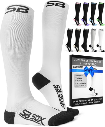 SB SOX Compression Socks for Men & Women (20-30mmHg) – Best Compression Socks for Flying, Medical, Sports, Wide Calf Fit, and Daily Wear