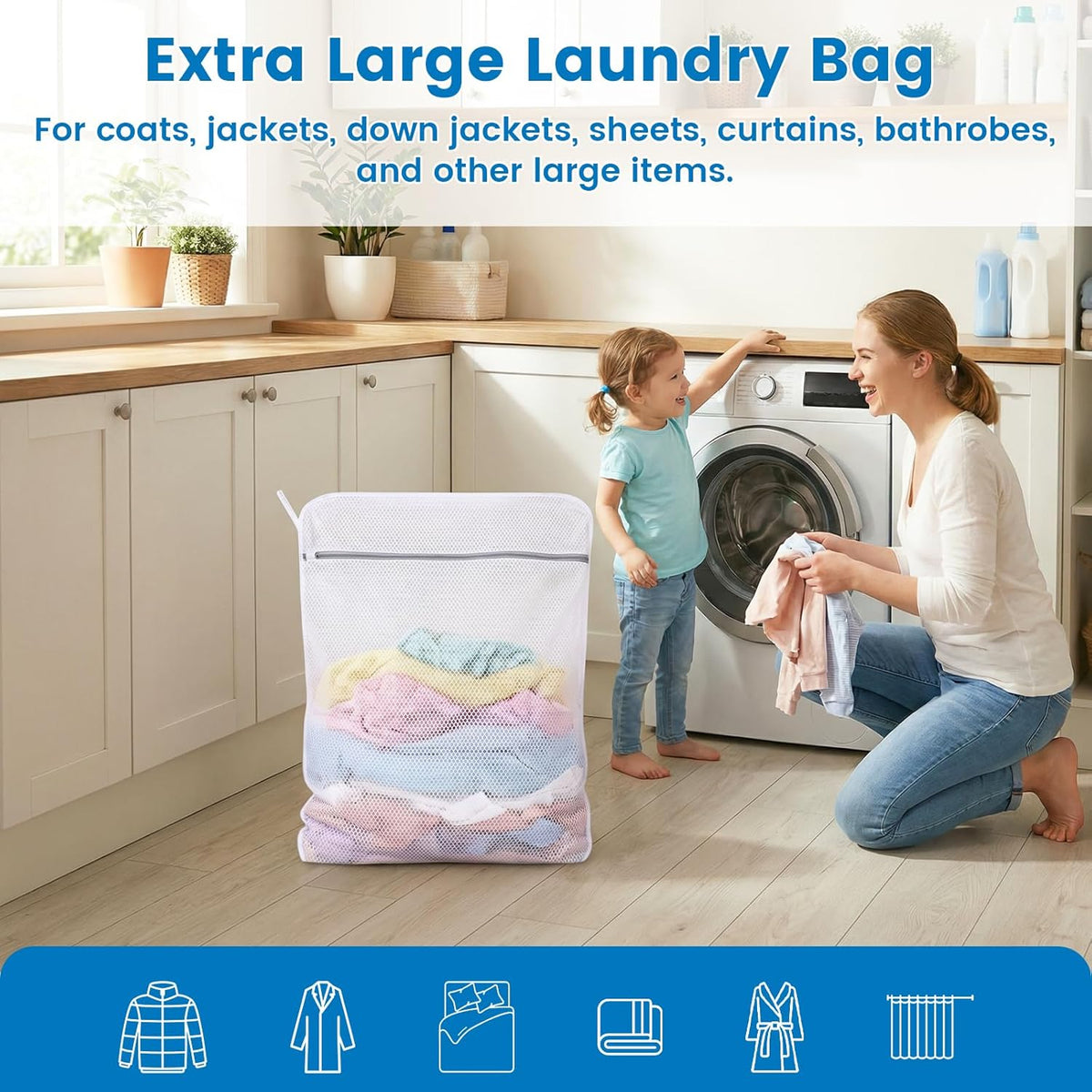 Dntorx 2 Pack XX-Large Mesh Laundry Bags for Delicates, 24 x 32 Inches Reusable Laundry Bag Durable Wash Bags for Washing Machine for College, Family, Travel, Storage