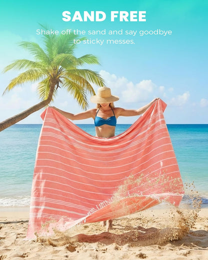 Antfuny Turkish Beach Towels Vacation Essentials Quick Dry Sand Free Oversized Bath Pool Swim Towel Extra Large XL Blanket Adult Travel Cruise Accessories Must Haves Clearance Stuff Necessities - Colors A