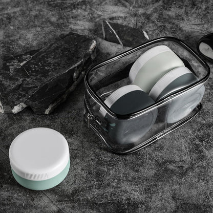 Kuangre Travel Containers for Toiletries, Silicone Cream Jars BPA-Free, Leak-proof 2oz Travel Size Containers, Portable Size Silicone Jars with Lid for Cosmetic Face Hand Body Cream (4 Pack)