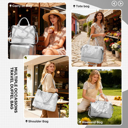 Travel Duffel Bag, Sports Tote Gym Bag, Shoulder Weekender Overnight Bag for Women - Colors B