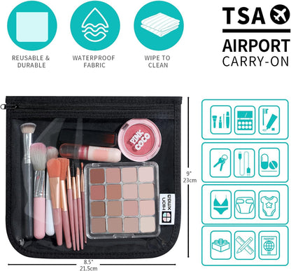 HIONXMGA TSA Approved Toiletry Bag, Set of 3 Clear Travel Toiletry Bag Quart Size Zipper Travel Pouch, Waterproof Makeup Cosmetic Bag for Women Men Kids Toiletries Carry on, Cacti A