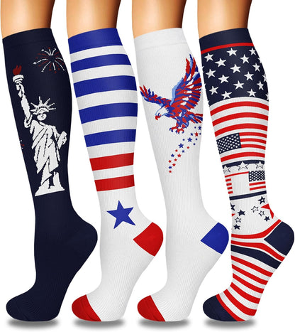 4 Pairs Compression Socks for Women Circulation-Best Support for Nurses,Running,Athletic,Travel