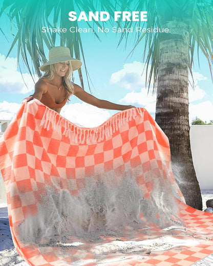 Antfuny Turkish Beach Towels Vacation Essentials Quick Dry Sand Free Oversized Bath Pool Swim Towel Extra Large XL Blanket Adult Travel Cruise Accessories Must Haves Clearance Stuff Necessities - Colors B