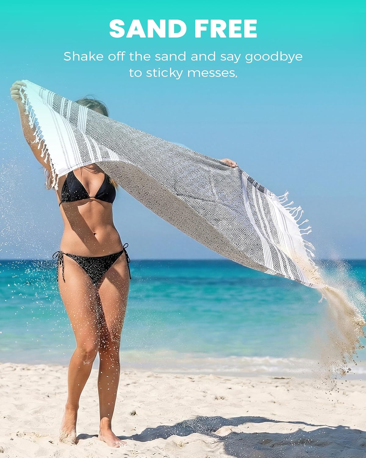 Antfuny Turkish Beach Towels Vacation Essentials Quick Dry Sand Free Oversized Bath Pool Swim Towel Extra Large XL Blanket Adult Travel Cruise Accessories Must Haves Clearance Stuff Necessities - Colors B