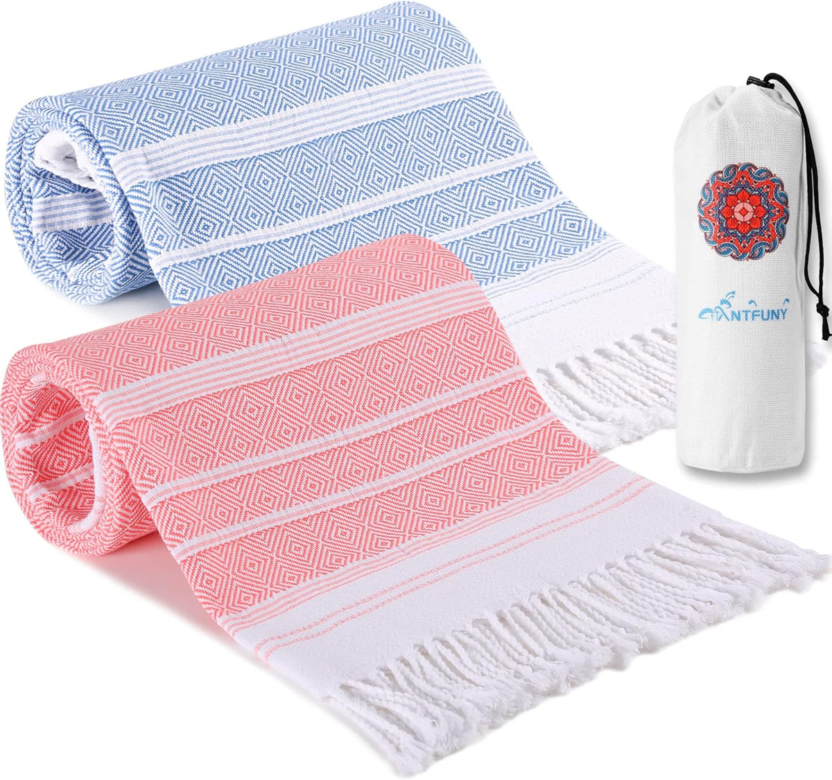 Antfuny Turkish Beach Towels Vacation Essentials Quick Dry Sand Free Oversized Bath Pool Swim Towel Extra Large XL Blanket Adult Travel Cruise Accessories Must Haves Clearance Stuff Necessities - Colors A