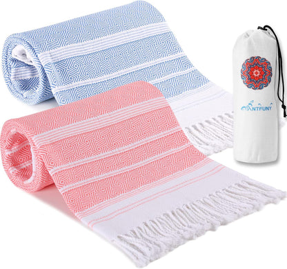 Antfuny Turkish Beach Towels Vacation Essentials Quick Dry Sand Free Oversized Bath Pool Swim Towel Extra Large XL Blanket Adult Travel Cruise Accessories Must Haves Clearance Stuff Necessities - Colors A