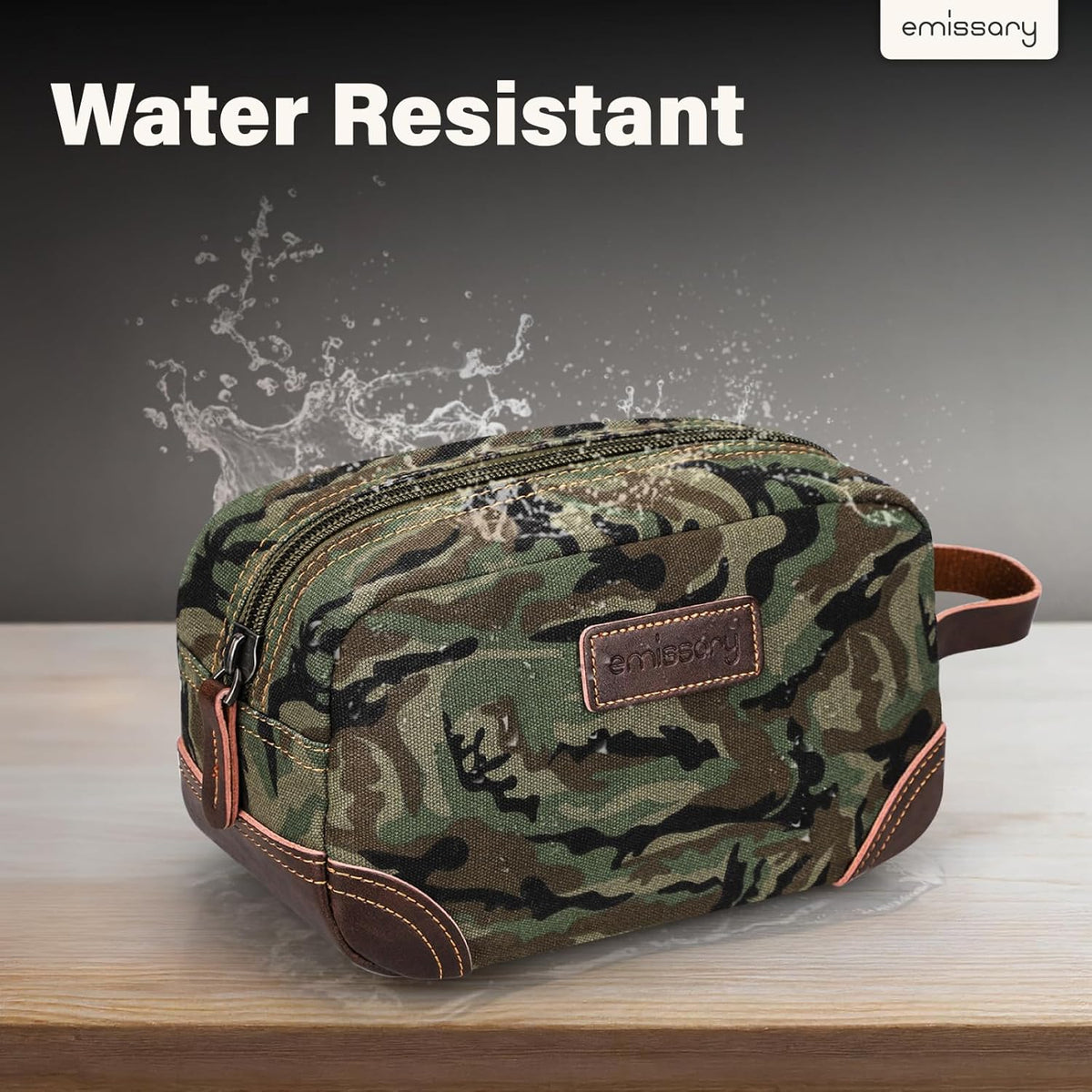 emissary Toiletry Bag for Men, Canvas Travel Toiletry Bag Men's Dopp Kit, Water-resistant Bathroom Bag Mens Shaving Kit, Travel Kit Small Bags, Shaving Bag, Toiletry Bags