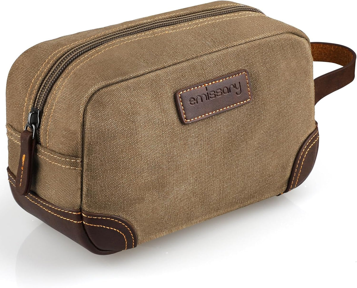 emissary Toiletry Bag for Men, Canvas Travel Toiletry Bag Men's Dopp Kit, Water-resistant Bathroom Bag Mens Shaving Kit, Travel Kit Small Bags, Shaving Bag, Toiletry Bags
