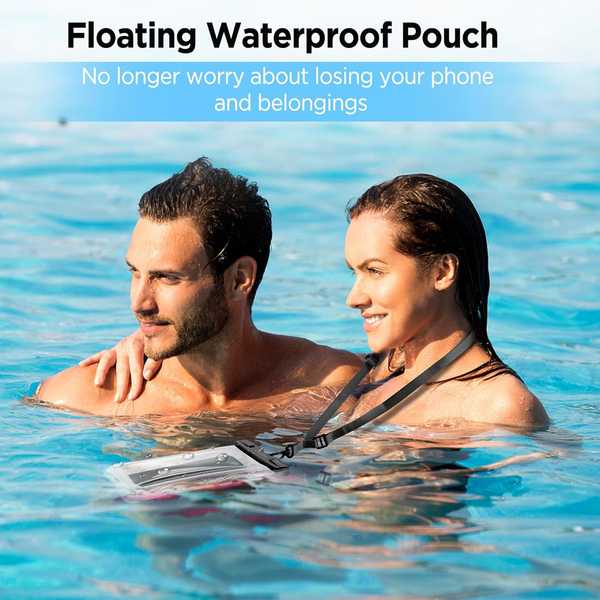 CACOE [Floatable] Floating Universal IPX8 Waterproof Phone Case 2 Pack-Up to 7.0",Adjustable Lanyard Phone Pouch,Cellphone Dry Bags for Vacation Beach Pool Kayak Cruise Travel Essentials（Black+Green）