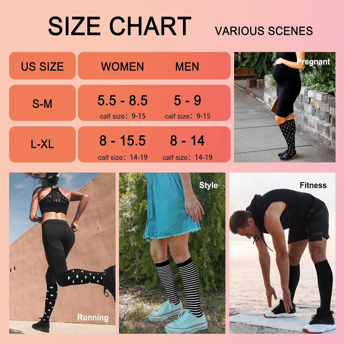 4 Pairs Compression Socks for Women Circulation-Best Support for Nurses,Running,Athletic,Travel
