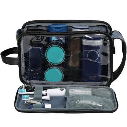 ZEEMO Travel Toiletry Bag for Men, Medium Water-Resistant Double-Sided Full-Open Dopp Kit, Versatile Organizer for Shower and Hygiene Accessories, Bathroom Essentials, Cosmetics, Black