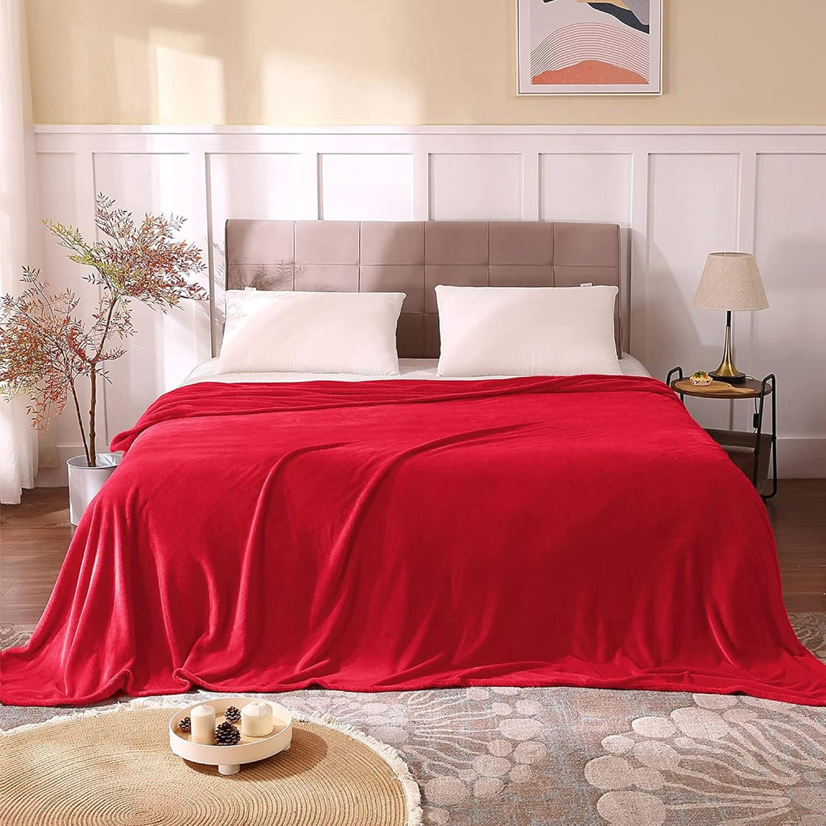 Fleece Blanket Soft Plush Throw for Couch Black 50"x60" - Colors A