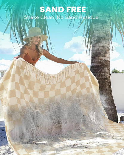 Antfuny Turkish Beach Towels Vacation Essentials Quick Dry Sand Free Oversized Bath Pool Swim Towel Extra Large XL Blanket Adult Travel Cruise Accessories Must Haves Clearance Stuff Necessities - Colors C