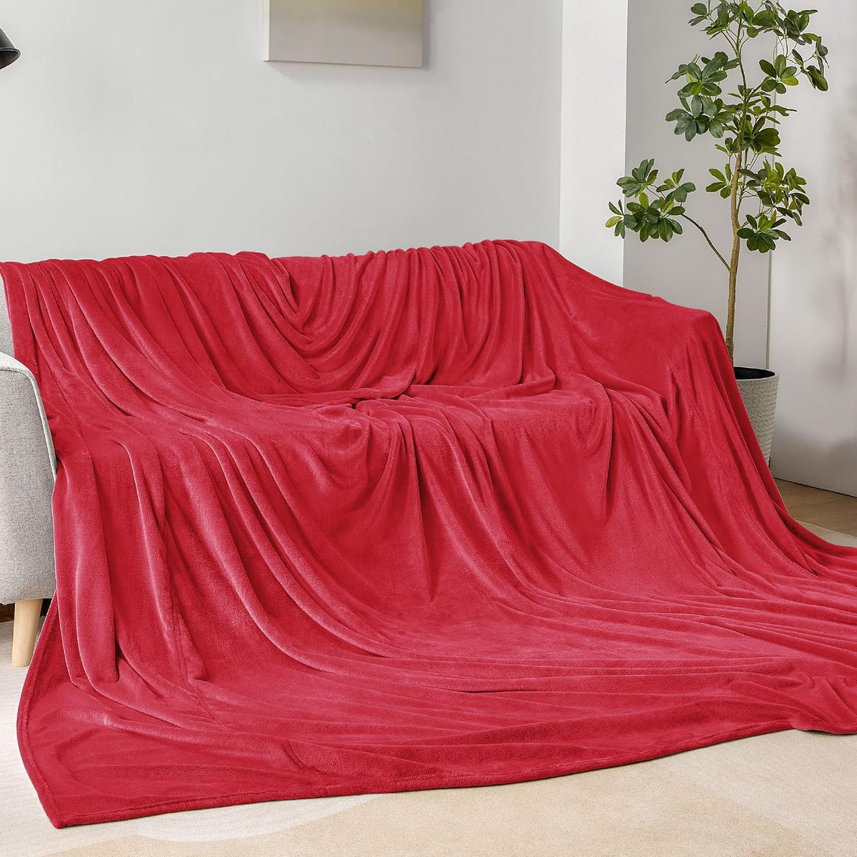 Fleece Blanket Soft Plush Throw for Couch Black 50"x60" - Colors A
