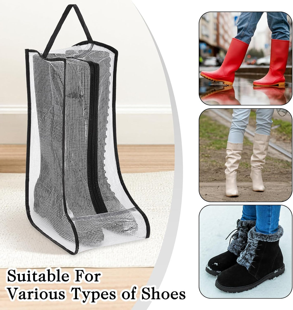 2 Set Boot Storage Bag, Portable Boots Protector Bag Dust Proof Travel Shoe Bags with Handle Boots Organizer for Packing Travel and Daily Use(Short)