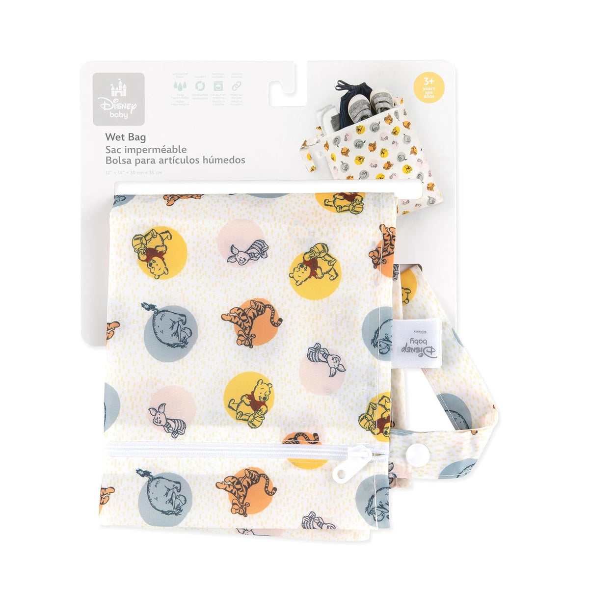 Bumkins Waterproof Wet Bag for Baby, Travel, Swim Suit, Cloth Diapers, Pump Parts, Pool, Beach, Gym Clothes, Toiletry, Hook to Stroller, Daycare, Zipper Reusable Wetdry Packing Pouch, Jungle
