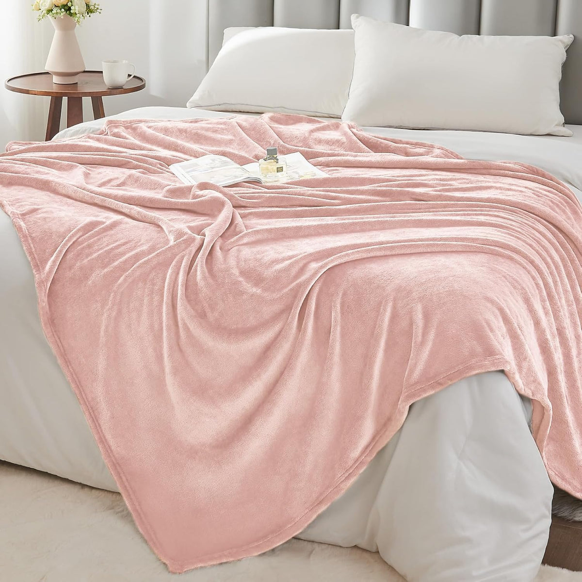 Fleece Blanket Soft Plush Throw for Couch Black 50"x60" - Colors A