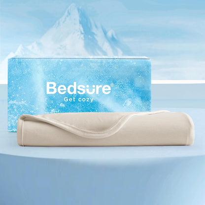 Bedsure Silky Soft Summer Cooling Blanket for Hot Sleepers, Rayon Derived from Bamboo Cold Throw Blanket for Couch, Lightweight Bed Cooling Throw Camping Picnic Travel Outdoor Dorm Essentials, 50x70