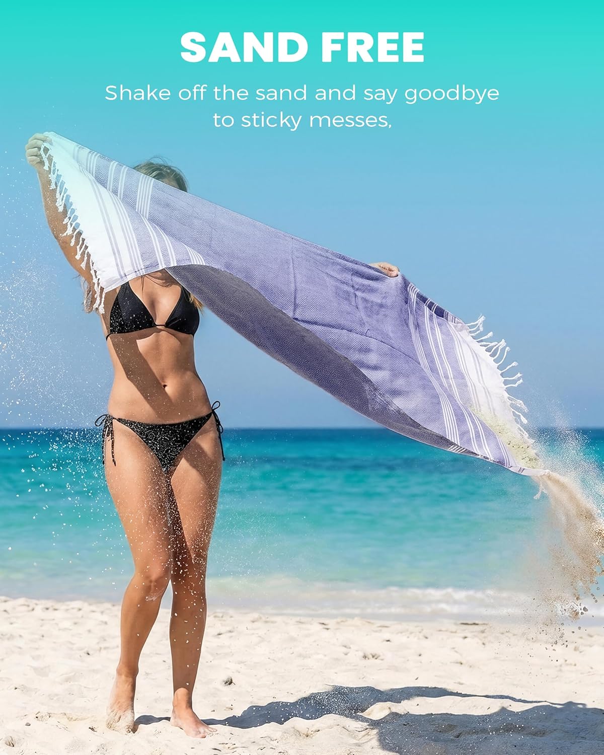 Antfuny Turkish Beach Towels Vacation Essentials Quick Dry Sand Free Oversized Bath Pool Swim Towel Extra Large XL Blanket Adult Travel Cruise Accessories Must Haves Clearance Stuff Necessities - Colors A