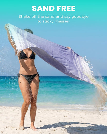 Antfuny Turkish Beach Towels Vacation Essentials Quick Dry Sand Free Oversized Bath Pool Swim Towel Extra Large XL Blanket Adult Travel Cruise Accessories Must Haves Clearance Stuff Necessities - Colors A