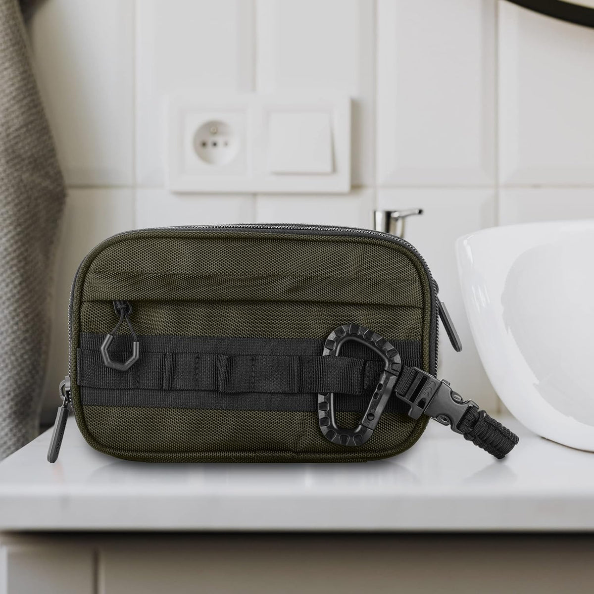Fitdom Tactical Toiletry Bag Dopp Kit Case For Men. Perfect For Travel & Storage. Fits Large & Small Cosmetic Makeup, Clipper, Toothbrush, Shower, Shaving & Grooming Care. Best Overnight Organizer