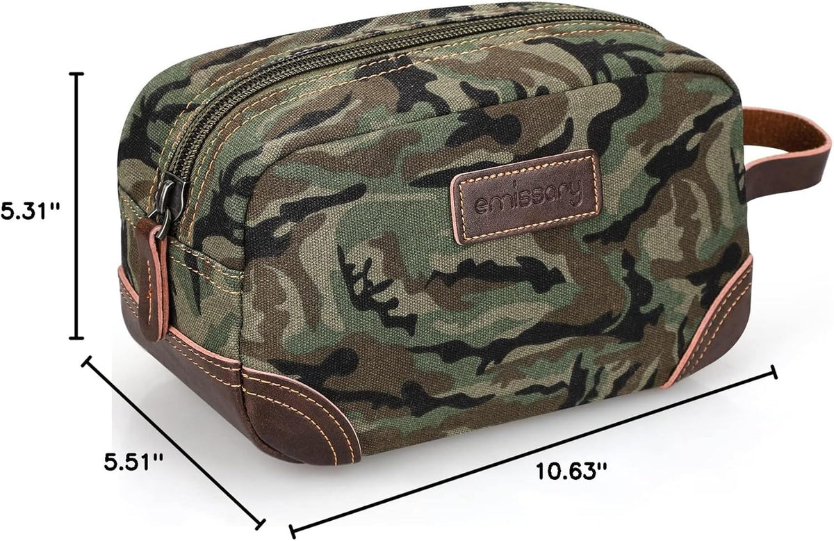 emissary Toiletry Bag for Men, Canvas Travel Toiletry Bag Men's Dopp Kit, Water-resistant Bathroom Bag Mens Shaving Kit, Travel Kit Small Bags, Shaving Bag, Toiletry Bags