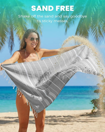Antfuny Turkish Beach Towels Vacation Essentials Quick Dry Sand Free Oversized Bath Pool Swim Towel Extra Large XL Blanket Adult Travel Cruise Accessories Must Haves Clearance Stuff Necessities - Colors B