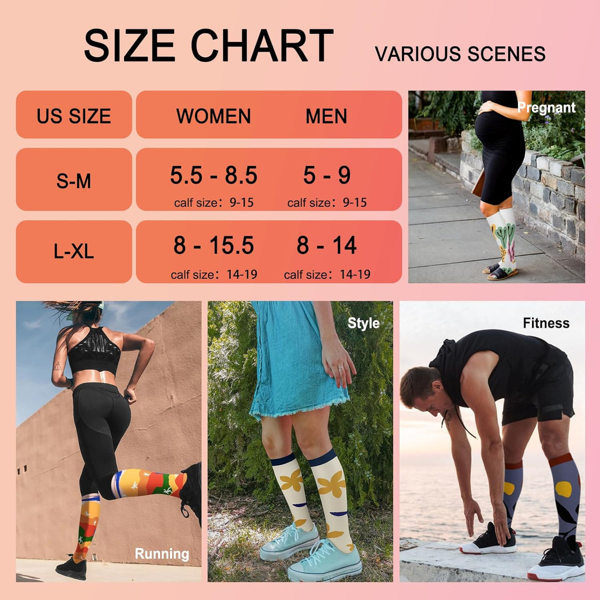 4 Pairs Compression Socks for Women Circulation-Best Support for Nurses,Running,Athletic,Travel