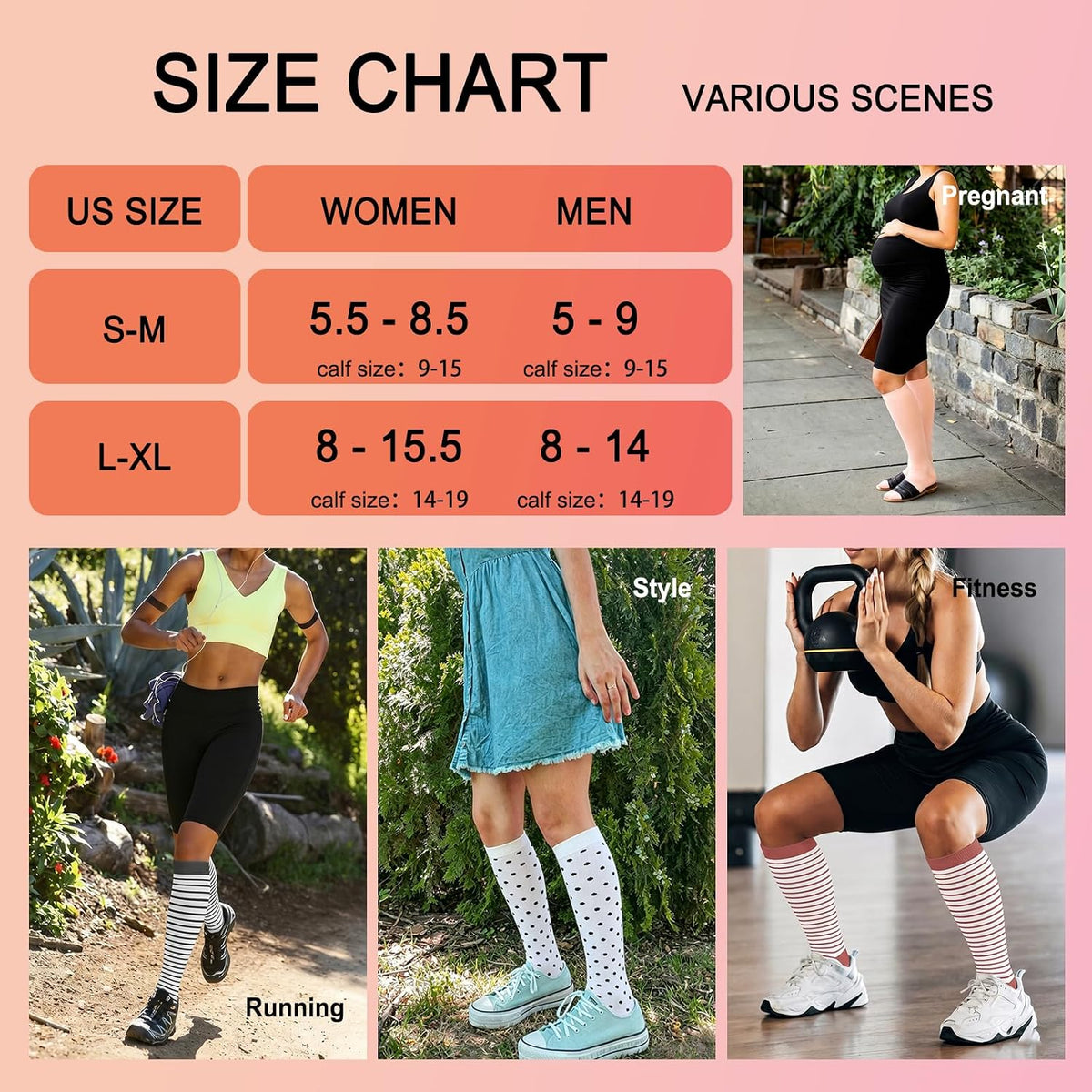 4 Pairs Compression Socks for Women Circulation-Best Support for Nurses,Running,Athletic,Travel
