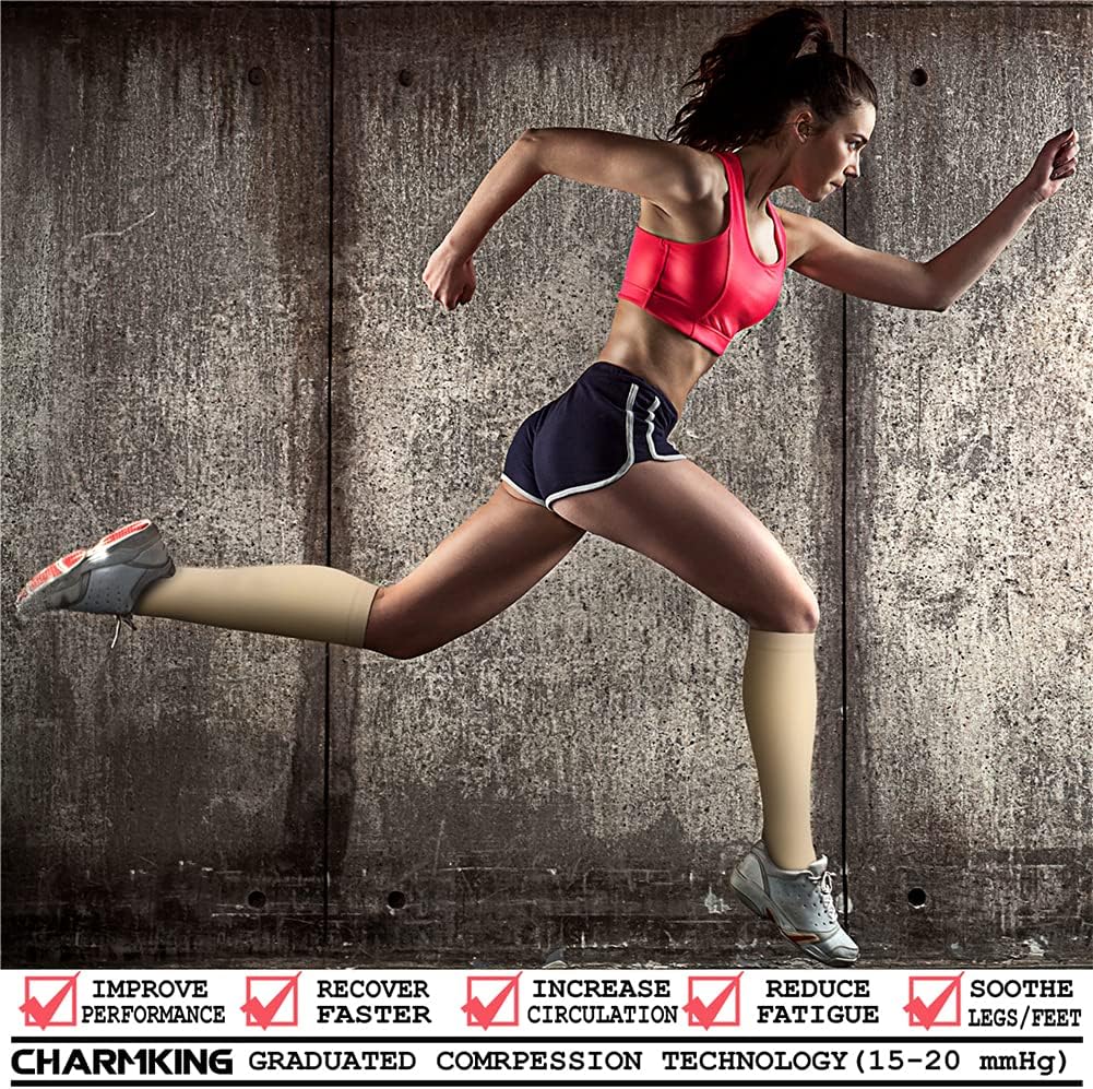 CHARMKING Compression Socks for Women & Men Circulation (3 Pairs) 15-20 mmHg is Best Support for Athletic Running Cycling