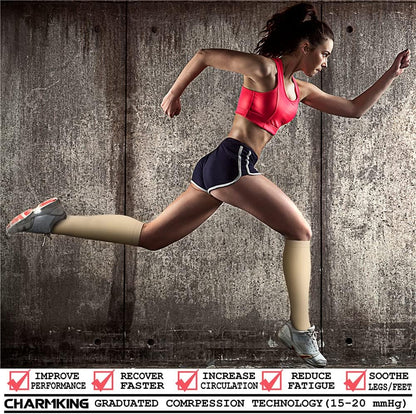 CHARMKING Compression Socks for Women & Men Circulation (3 Pairs) 15-20 mmHg is Best Support for Athletic Running Cycling