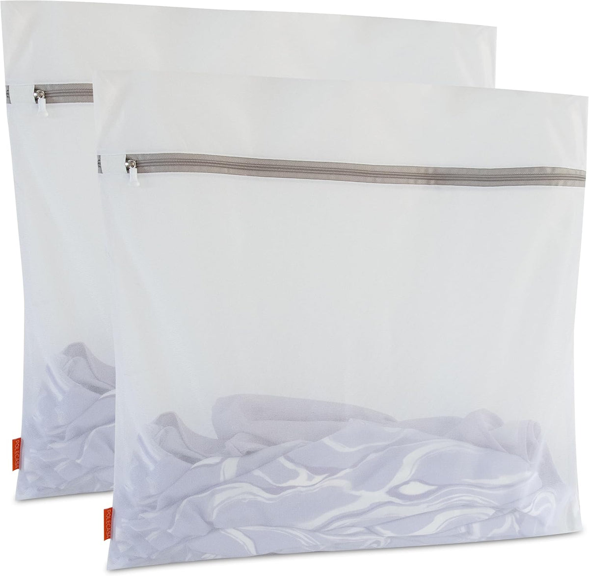 Polecasa Heavy Duty Mesh Laundry Bags for Delicates – 2 Pack with Sturdy Zipper for Lingerie, Coats, Baby Clothes, Underwear – Washing Machine & Dry Safter 24 x 24 Inches (2 XX-Large)