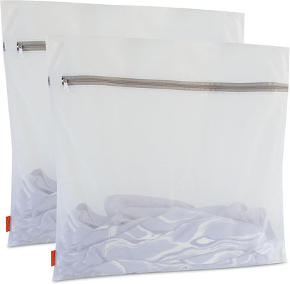Polecasa Heavy Duty Mesh Laundry Bags for Delicates – 2 Pack with Sturdy Zipper for Lingerie, Coats, Baby Clothes, Underwear – Washing Machine & Dry Safter 24 x 24 Inches (2 XX-Large)