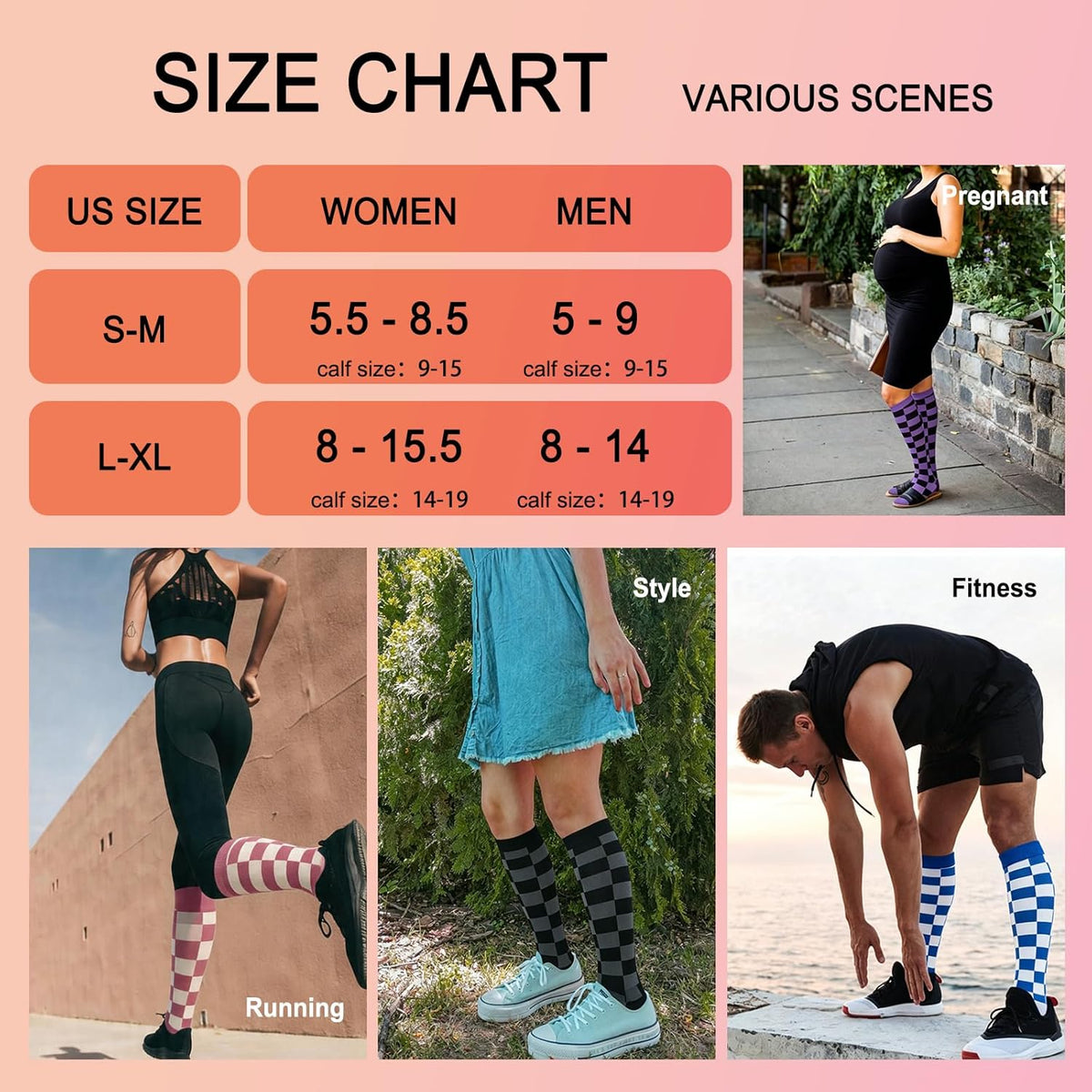 4 Pairs Compression Socks for Women Circulation-Best Support for Nurses,Running,Athletic,Travel